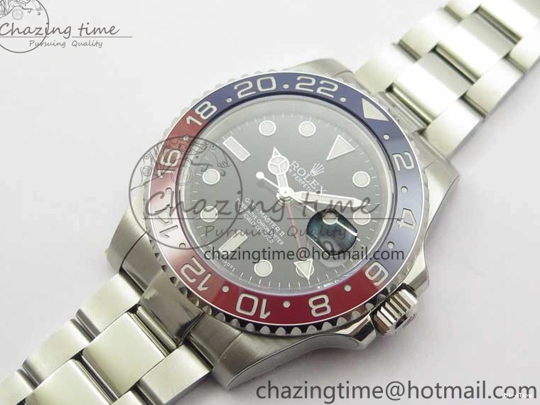 MiroTime 0413 GMT Master II 126719 BLRO Red Blue Ceramic 316L Steel ROF Best Edition Black Dial on SS Bracelet A Elegant 2654